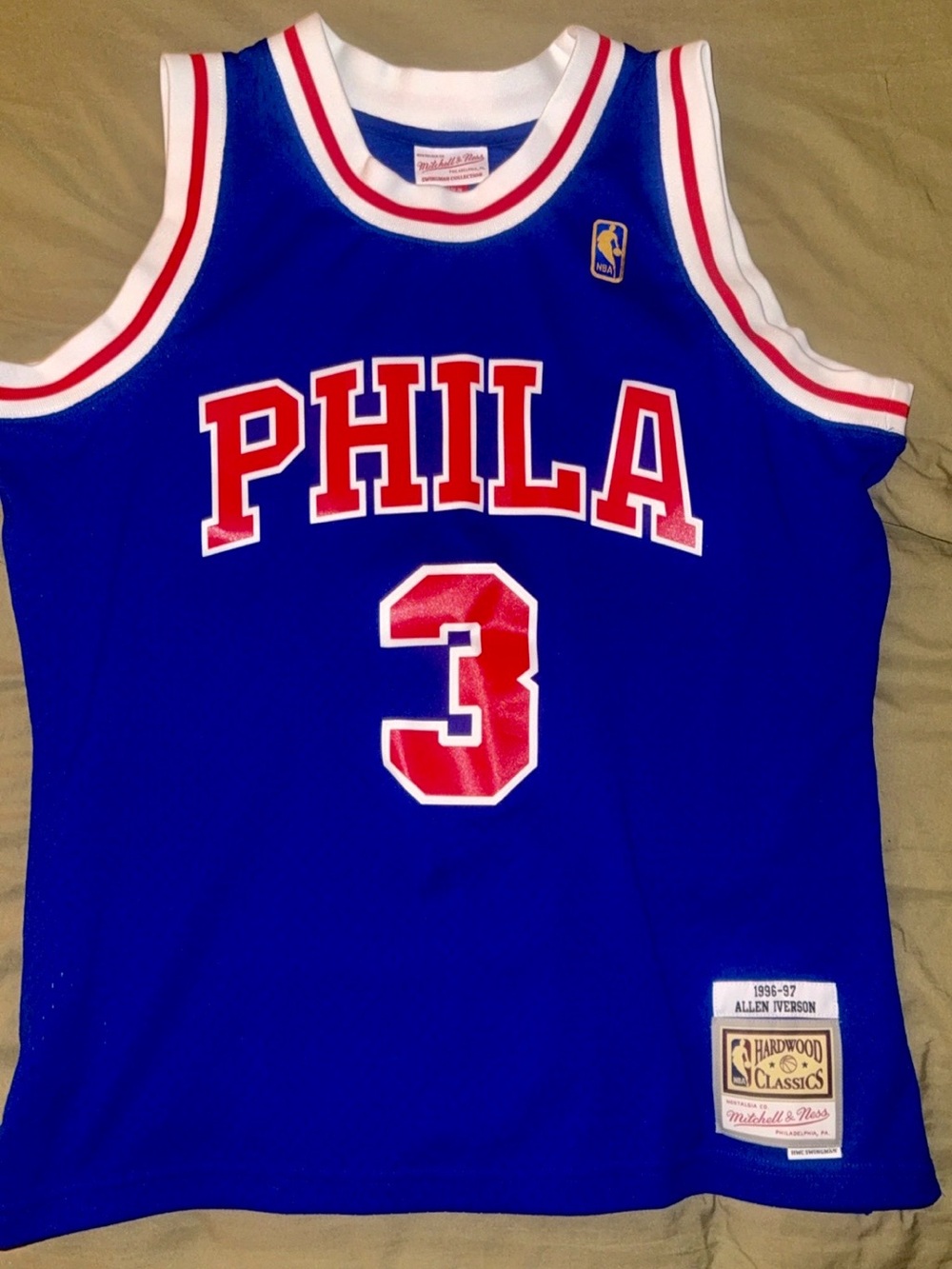 Mitchell & Ness Philadelphia 76ers Blue Red #3 Jersey